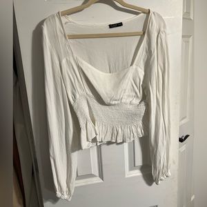 cotton on women's long sleeve white top